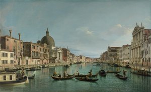 Grand Canal Venetsiassa, San Simeone Piccolo ja Scalzin kirkko, noin 1738.